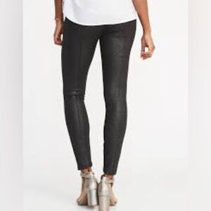 Old Navy Size L High-Waisted Black Stevie Metallic Shimmer Ponte-Knit Pants